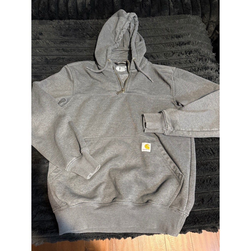 Carhartt Rain Defender Loose Fit Quarter Zip Hoodie Mens Small Gray Sweatshirt